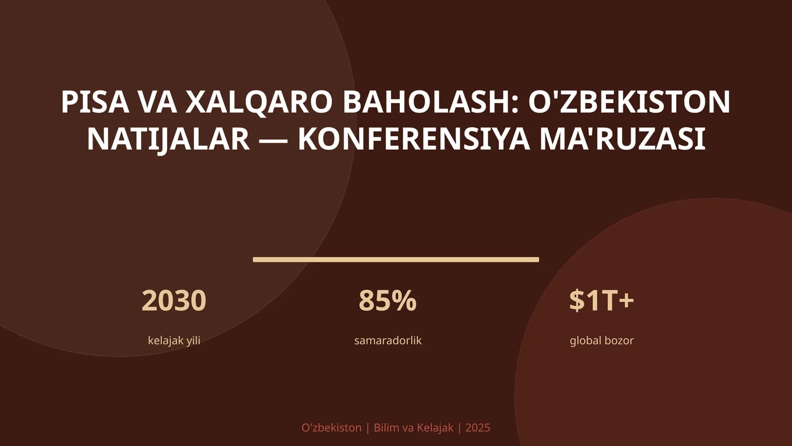 PISA VA XALQARO BAHOLASH: O'ZBEKISTON NATIJALAR — KONFERENSIYA MA'RUZASI