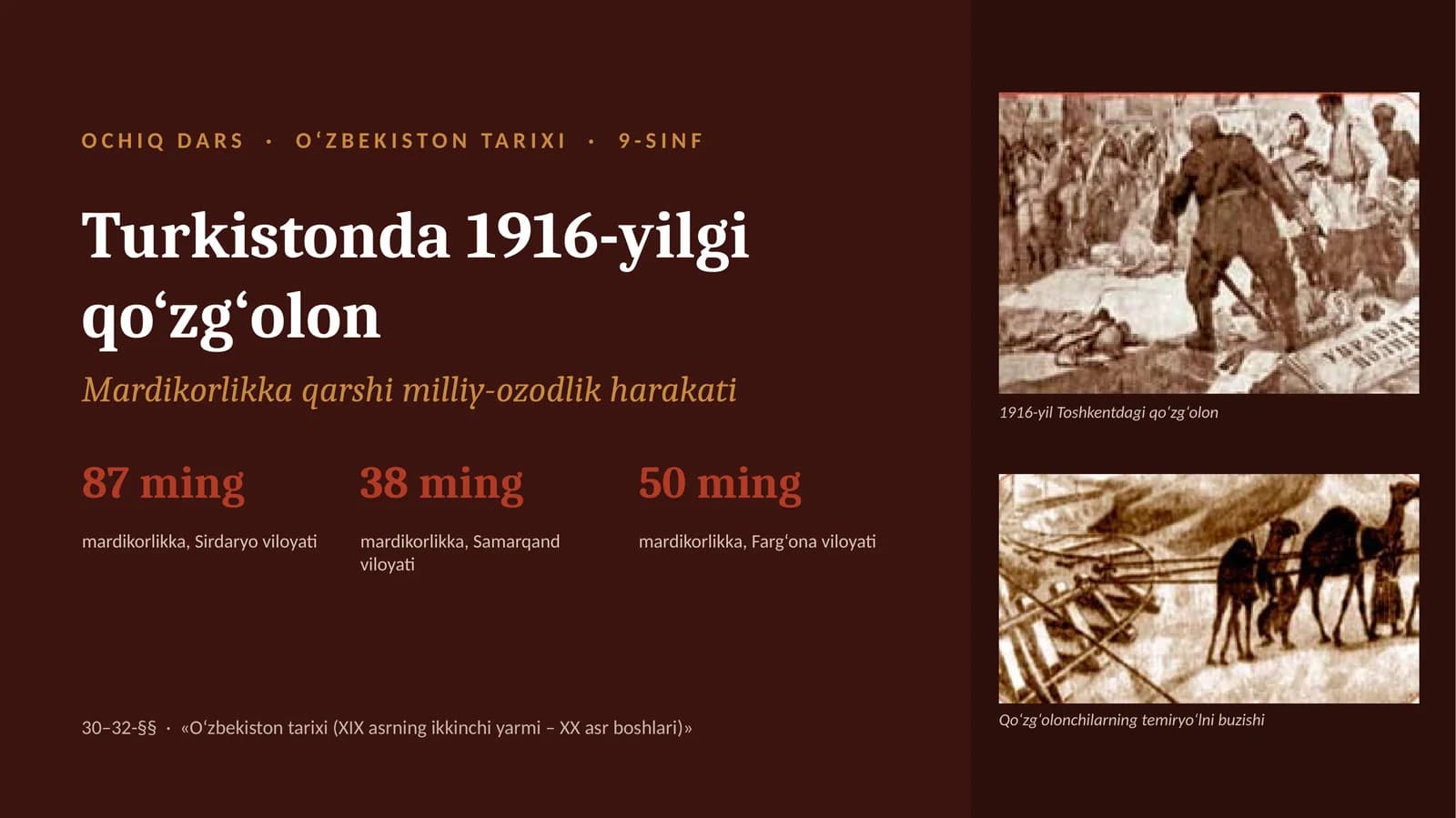 O‘zbekiston tarixi 1916-yilgi qo‘zg‘olon