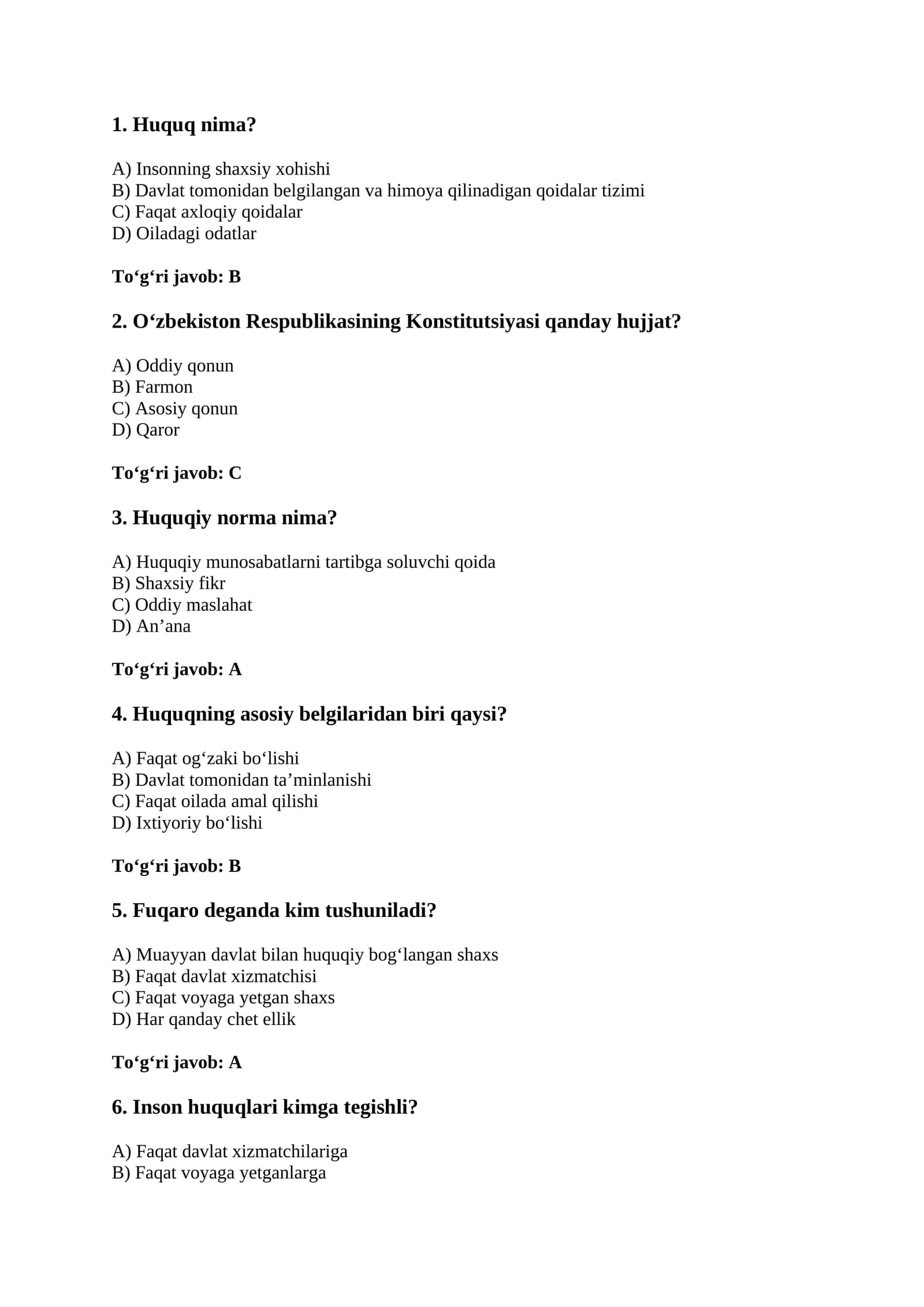 test huquq fanidan