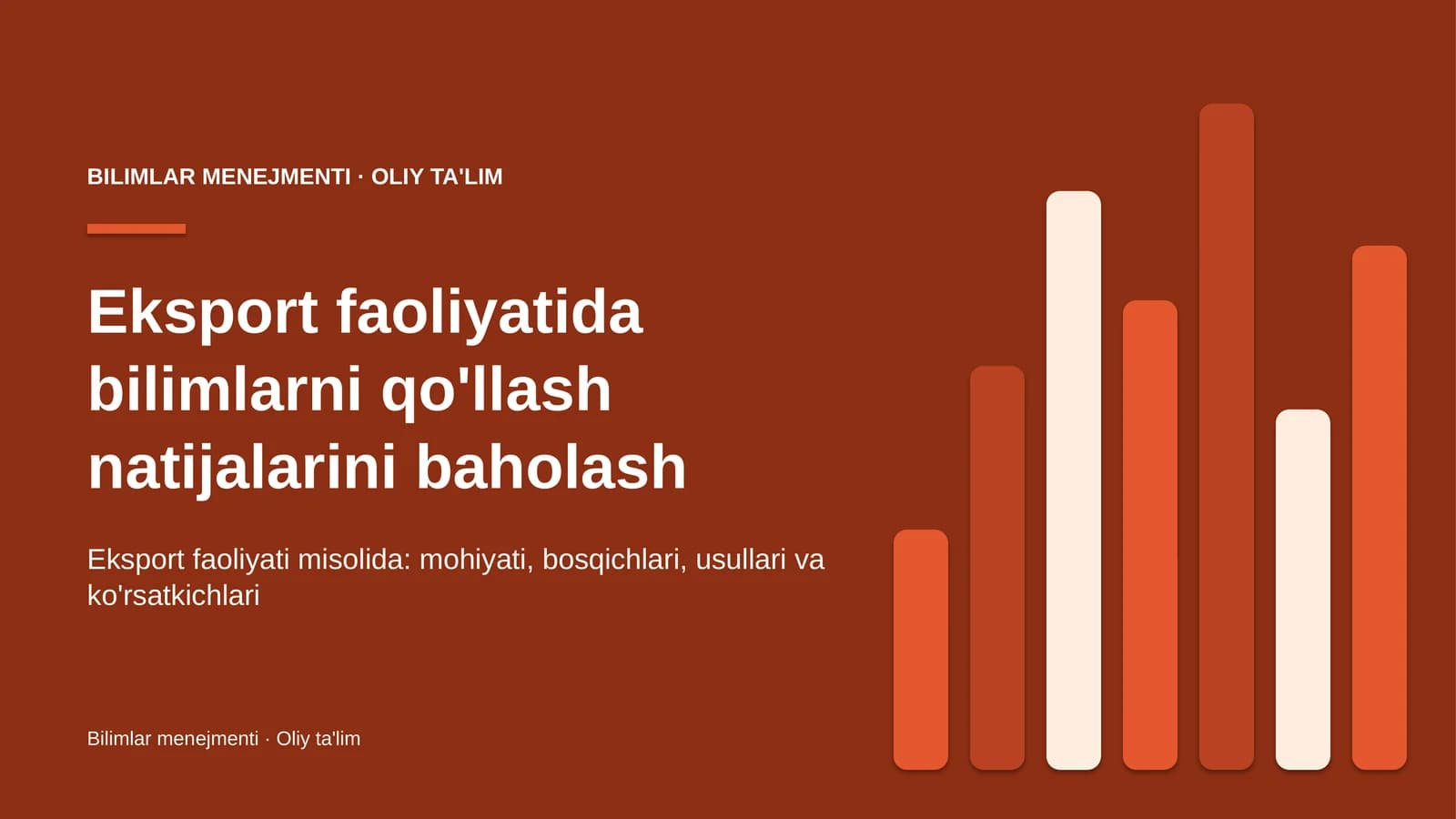 Eksport faoliyatida bilimlarni qo'llash natijalarini baholash