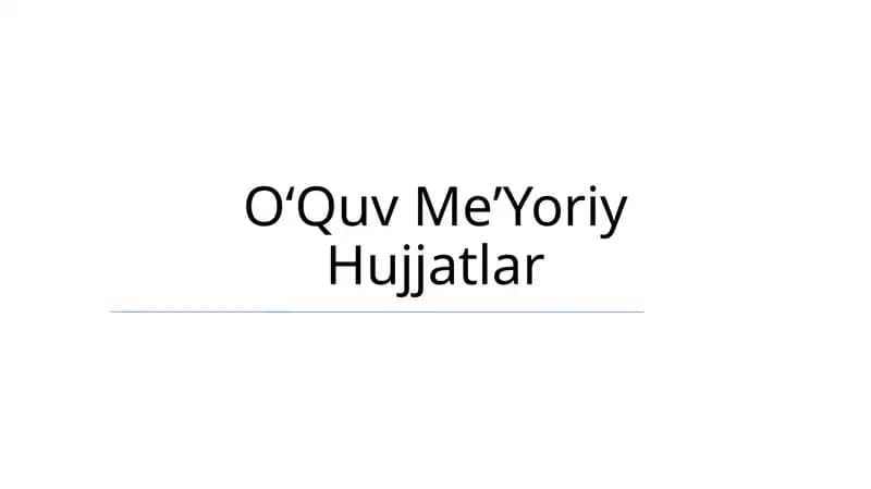 OʻQuv MeʼYoriy Hujjatlar