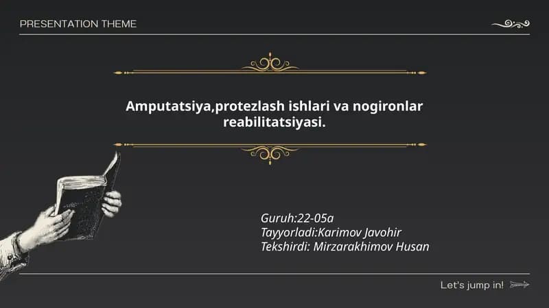 Amputatsiya, protezlash ishlari va nogironlar reabilitatsiyasi