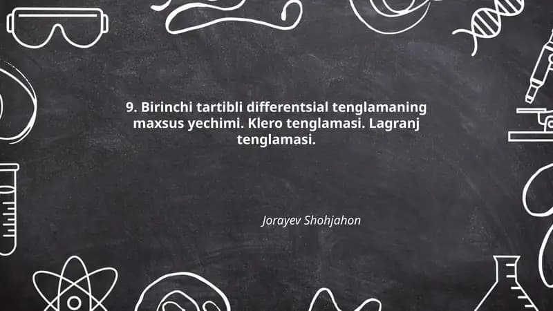 Birinchi tartibli differentsial tenglamaning maxsus yechimi
