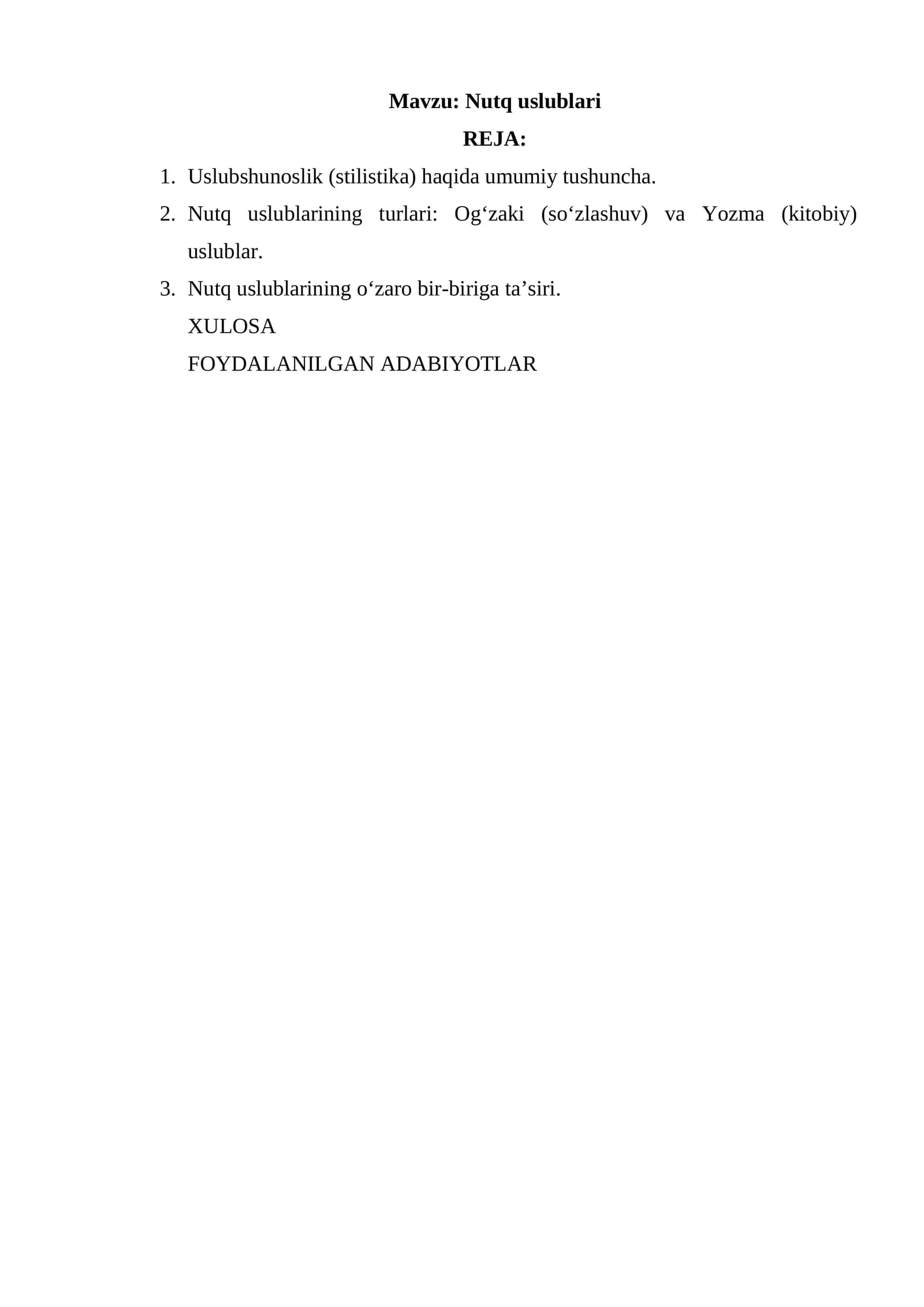 Nutq uslublari tahlili