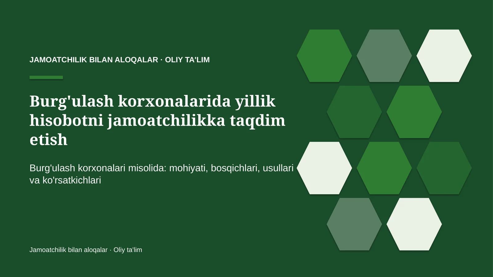 Burg'ulash korxonalarida yillik hisobotni jamoatchilikka taqdim etish