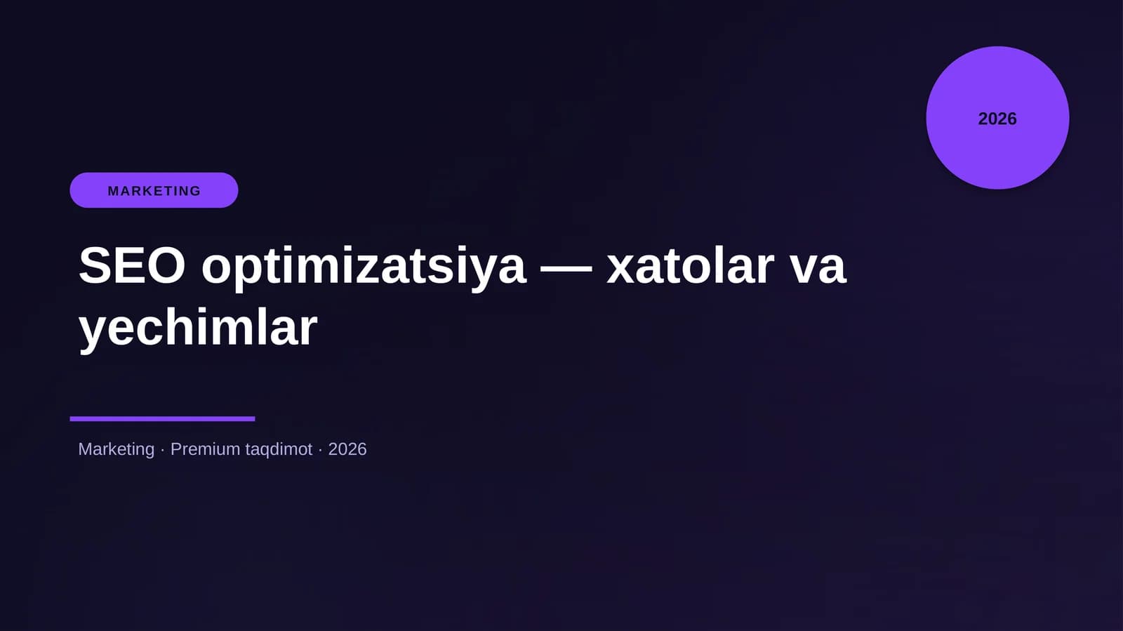 SEO optimizatsiya — xatolar va yechimlar