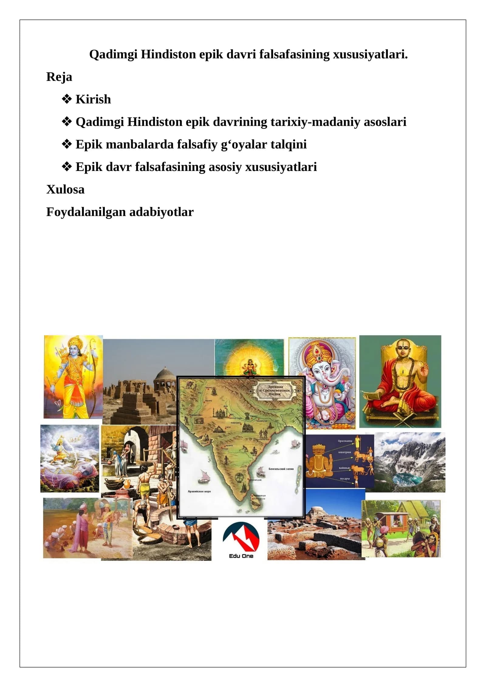 Qadimgi Hindiston epik davri falsafasining xususiyatlari