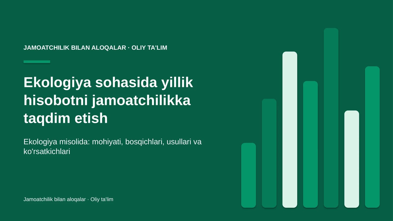 Ekologiya sohasida yillik hisobotni jamoatchilikka taqdim etish
