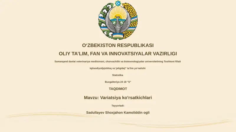 Variatsiya Ko'rsatkichlari