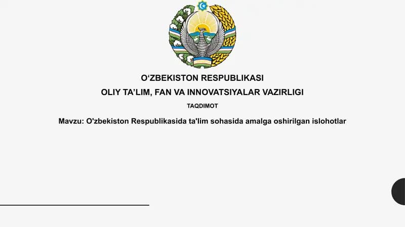 O'zbekiston Respublikasi ta'lim sohasidagi islohotlar