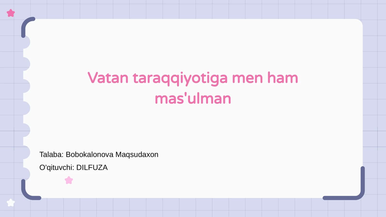 Vatan taraqqiyotiga men ham mas'ulman