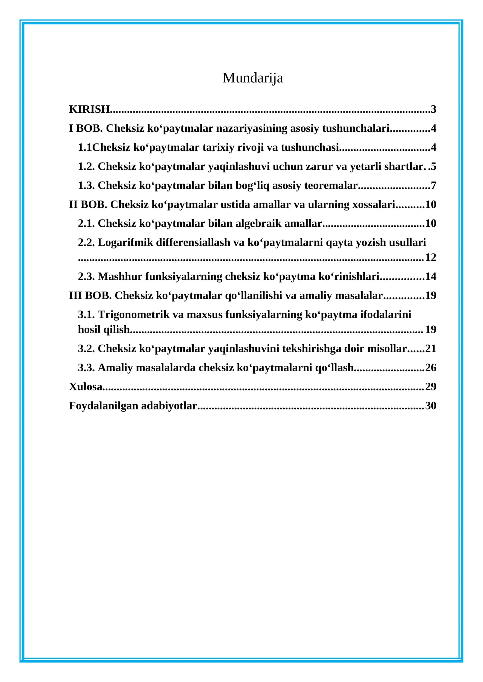 cheksiz koʻpaytmalar