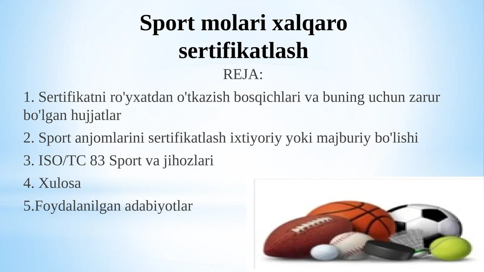 Sport molari xalqaro sertifikatlash