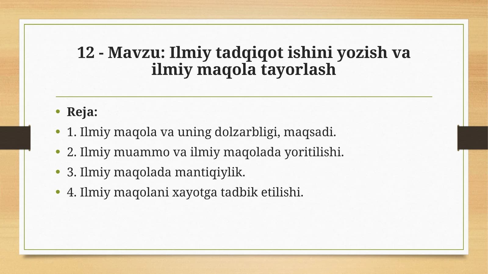 Ilmiy tadqiqot ishini yozish va ilmiy maqola tayorlash