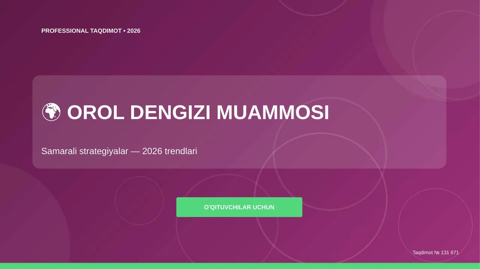 Orol dengizi muammosi: samarali strategiyalar (2026 trendlari)