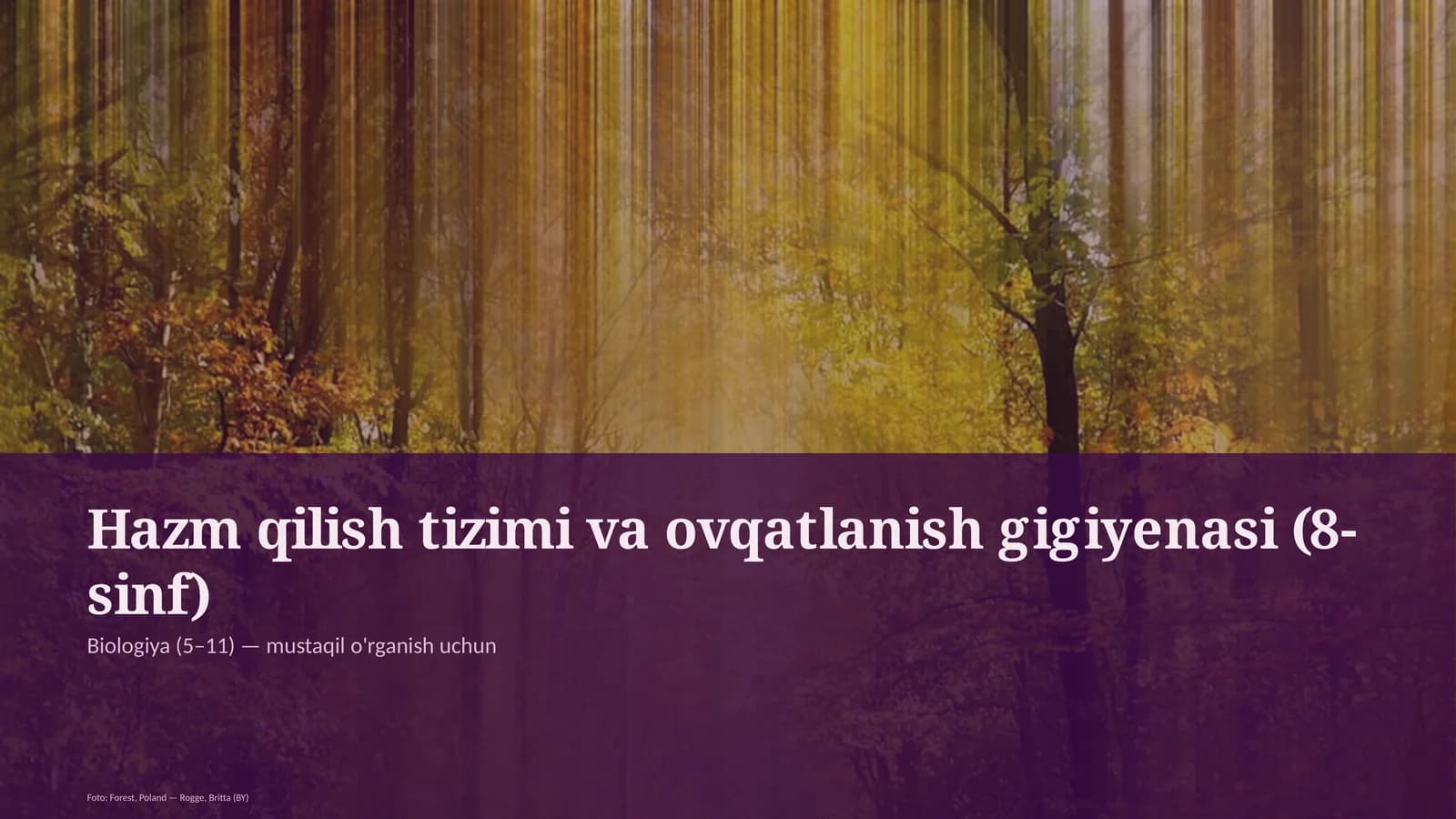 Hazm qilish tizimi va ovqatlanish gigiyenasi (8-sinf)
