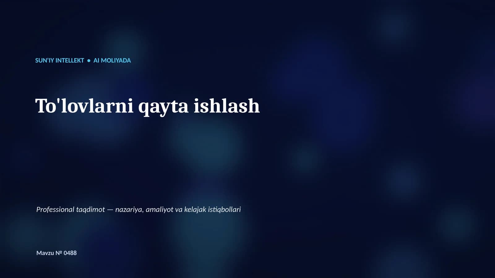 SUN'IY INTELLEKT • AI MOLIYADA