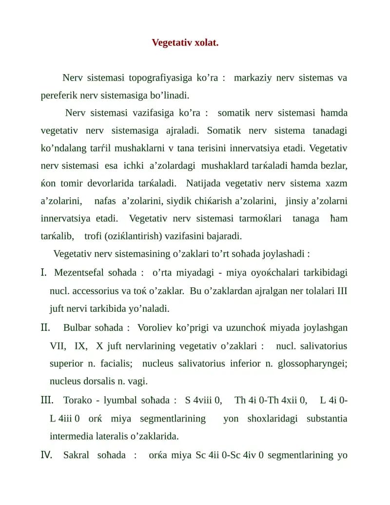 Vegetativ xolat