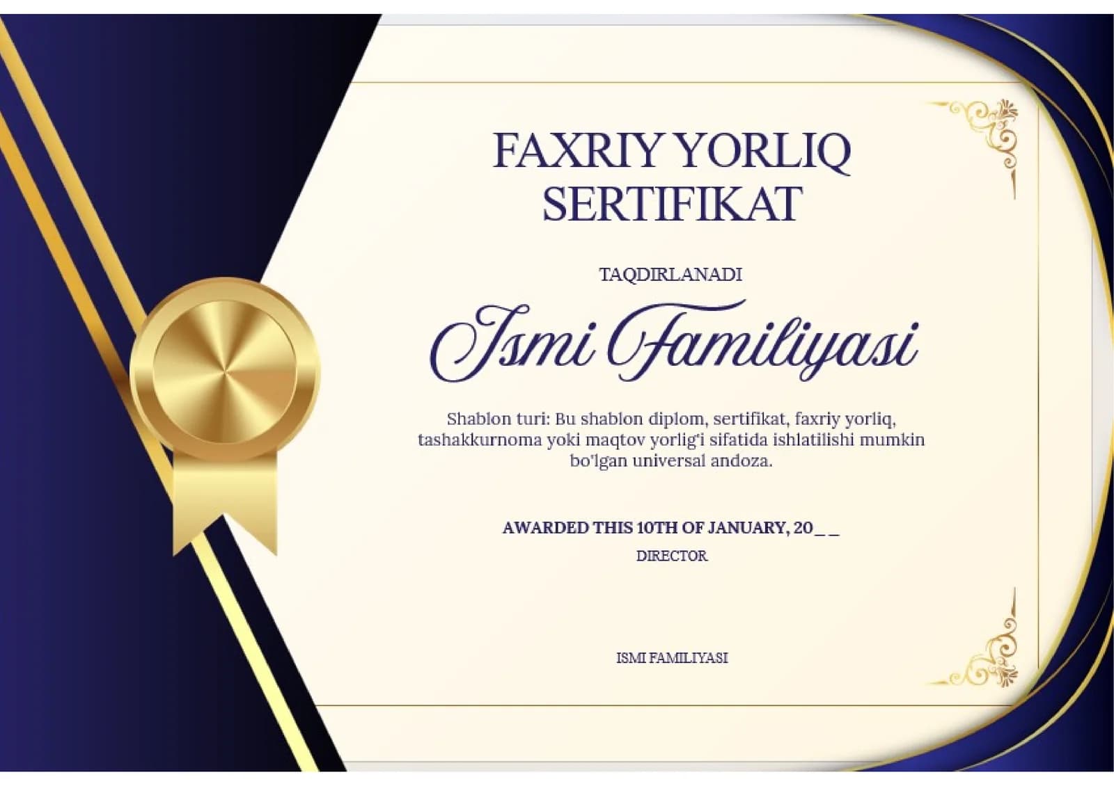 FAXRIY YORLIQ SERTIFIKAT