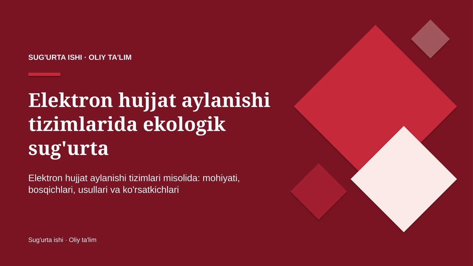 Elektron hujjat aylanishi tizimlarida ekologik sug'urta