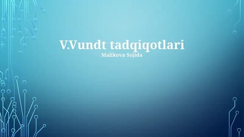 V.Vundt tadqiqotlari