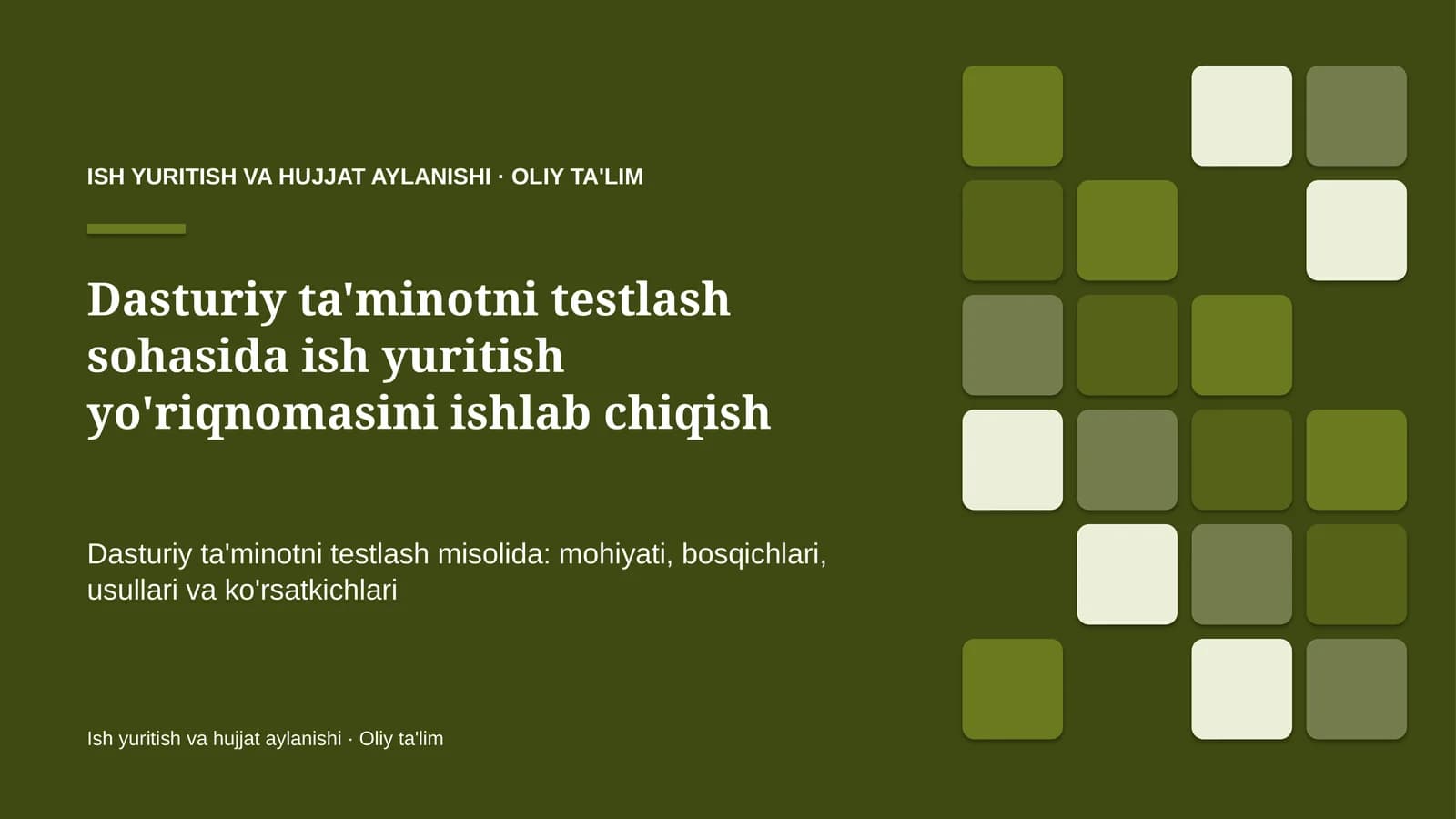 Ish yuritish va hujjat aylanishi · Oliy ta'lim