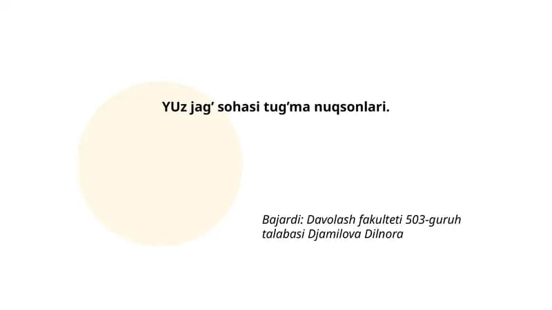 YUz jаg’ sоhаsi tug’mа nuqsоnlаri