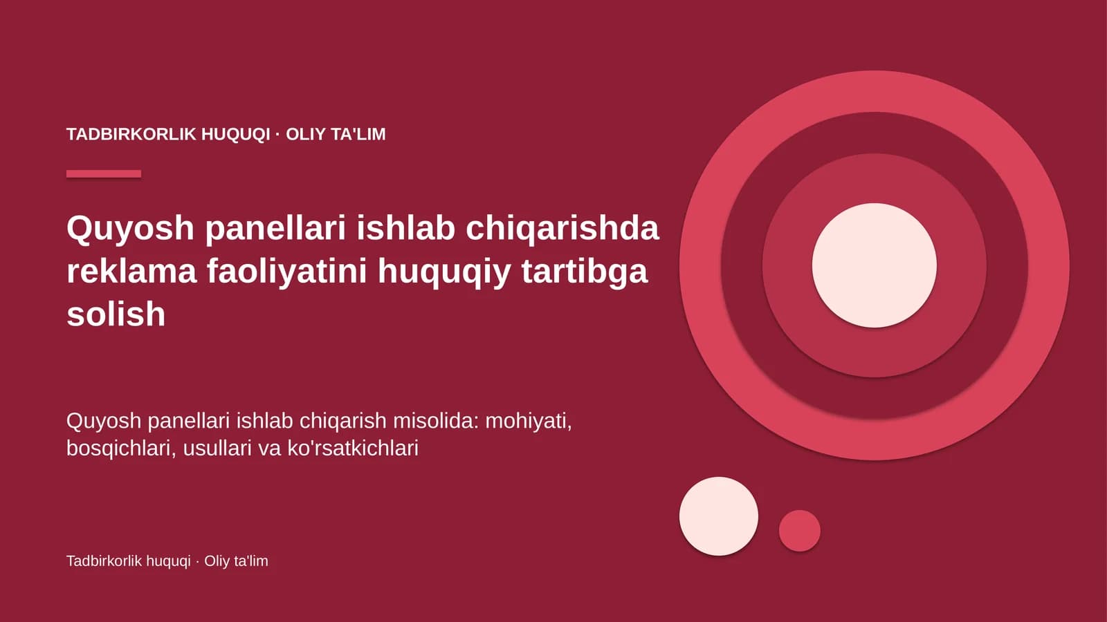 quyosh panellari ishlab chiqarishda reklama faoliyatini huquqiy tartibga solish 7509