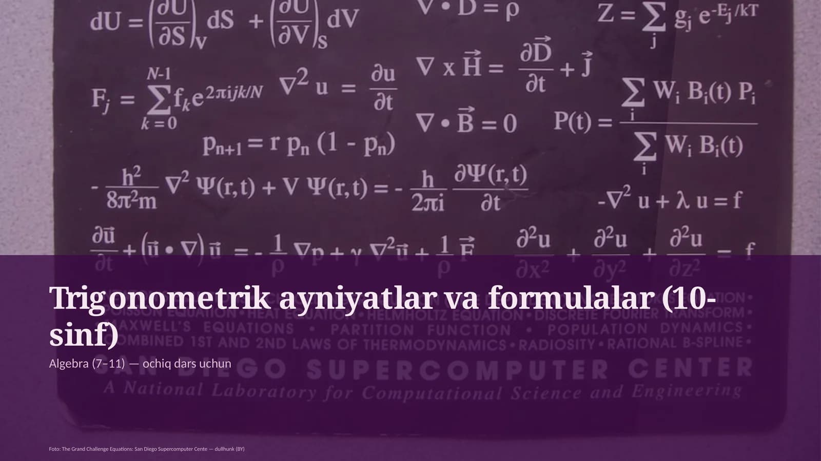 Trigonometrik ayniyatlar va formulalar (10-sinf)