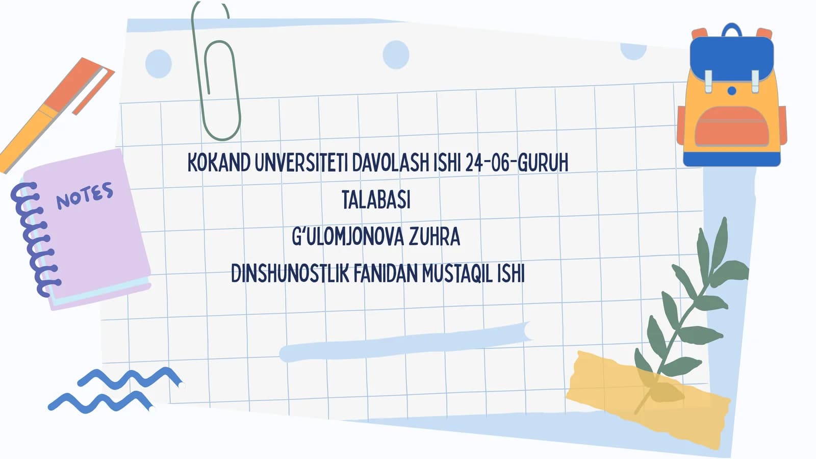 Dinshunoslik fanidan Mustaqil ish