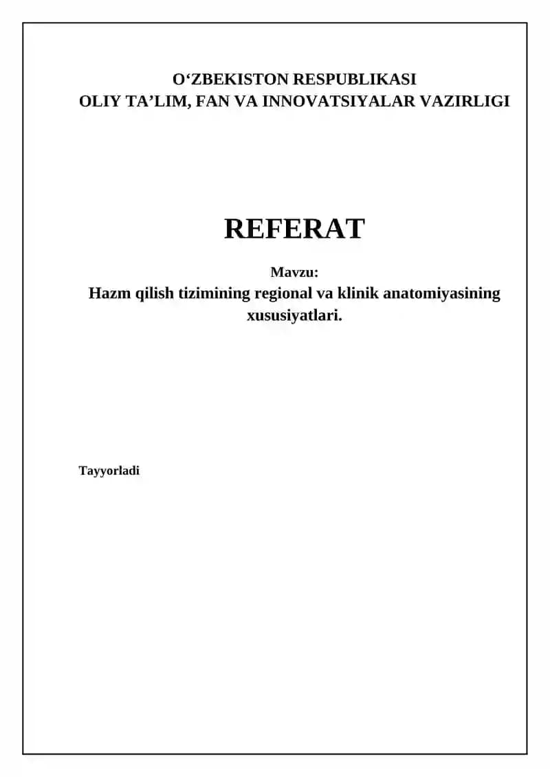 Hazm qilish tizimi anatomiyasi