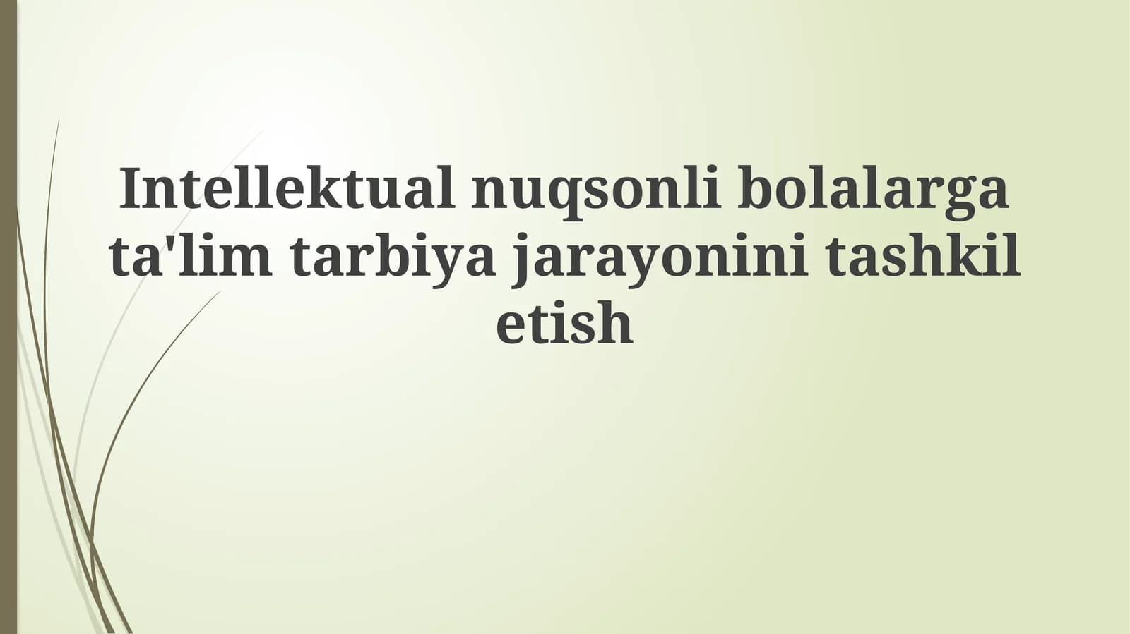 Intellektual nuqsoni bo'lgan bolalar uchun ta'limni tashkil etishning asosiy tamoyillari