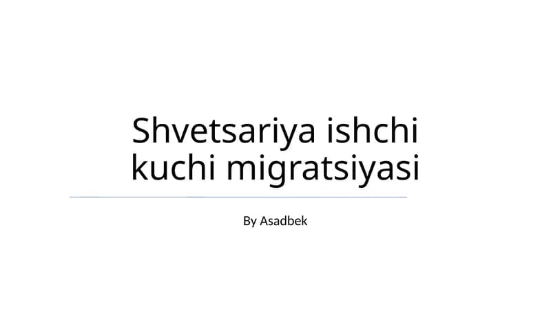 Shvetsariya ishchi kuchi migratsiyasi