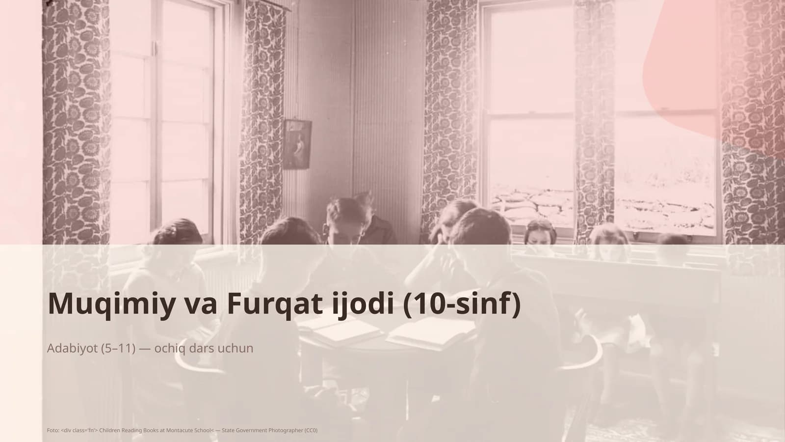 Muqimiy va Furqat ijodi (10-sinf)