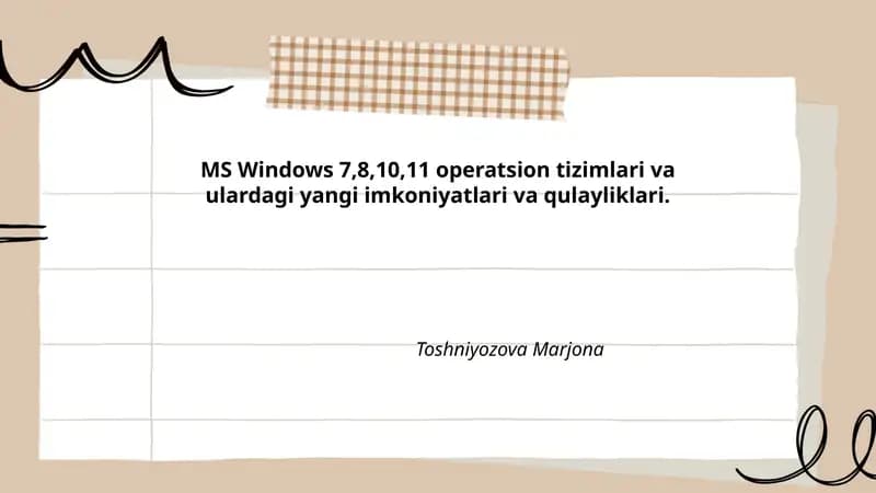 MS Windows 7,8,10,11 operatsion tizimlari