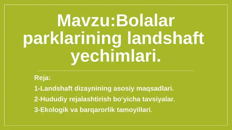 Bolalar parkining landshaft yechimlari
