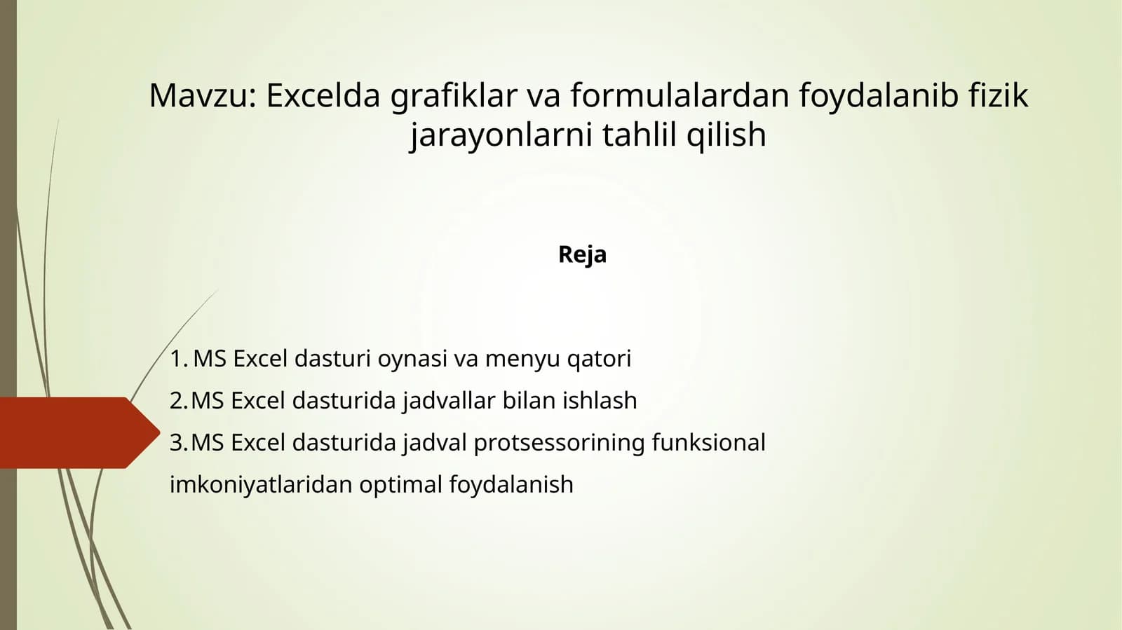 Excelda grafiklar va formulalardan foydalanib fizik jarayonlarni tahlil qilish