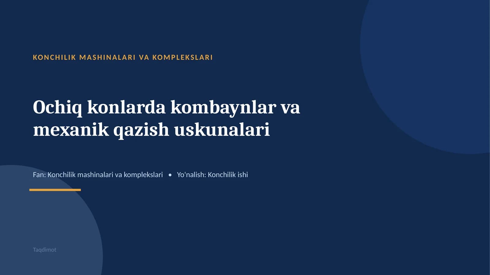 KONCHILIK MASHINALARI VA KOMPLEKSLARI