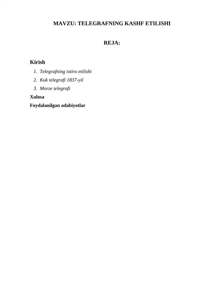 TELEGRAFNING KASHF ETILISHI