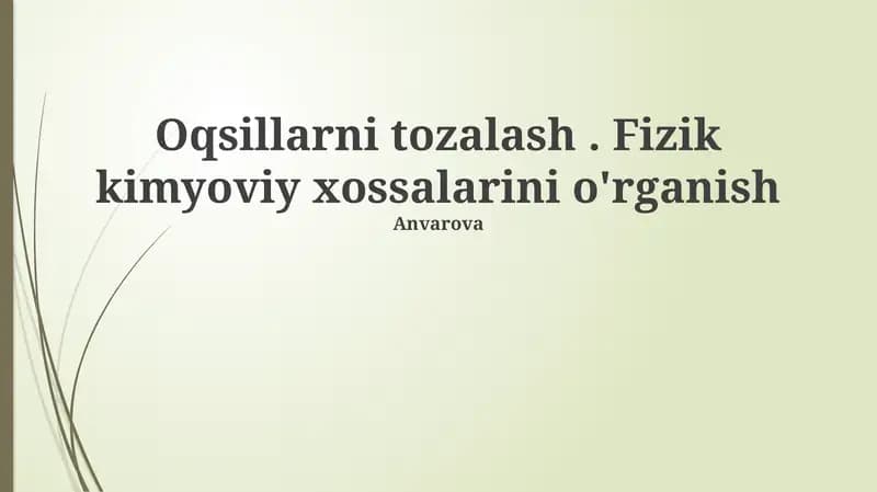 Oqsil Tozalash Usullari