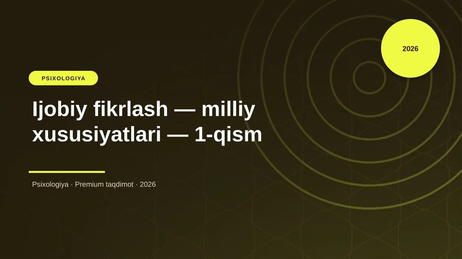 Ijobiy fikrlash — milliy xususiyatlari — 1-qism