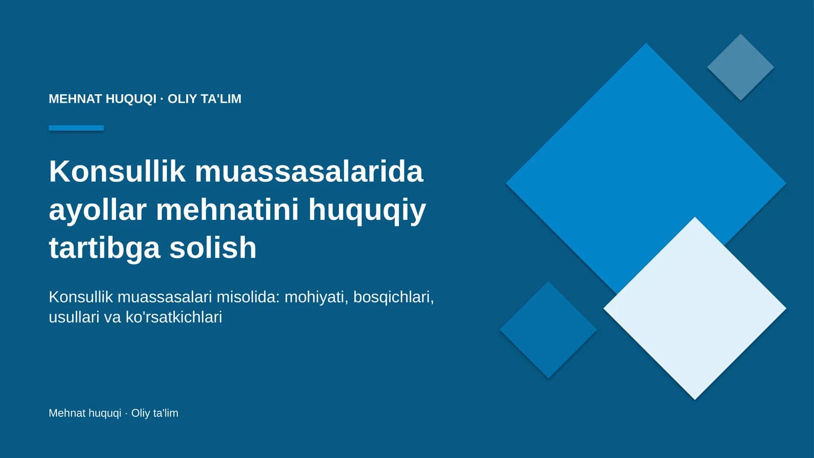 Konsullik muassasalarida ayollar mehnatini huquqiy tartibga solish