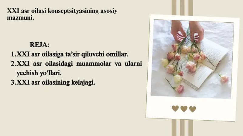 XXI asr oilasi konseptsityasining asosiy mazmuni.