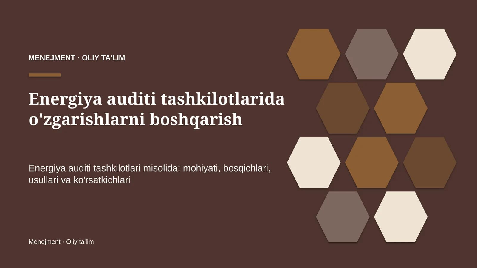 energiya auditi tashkilotlarida o'zgarishlarni boshqarish 5081