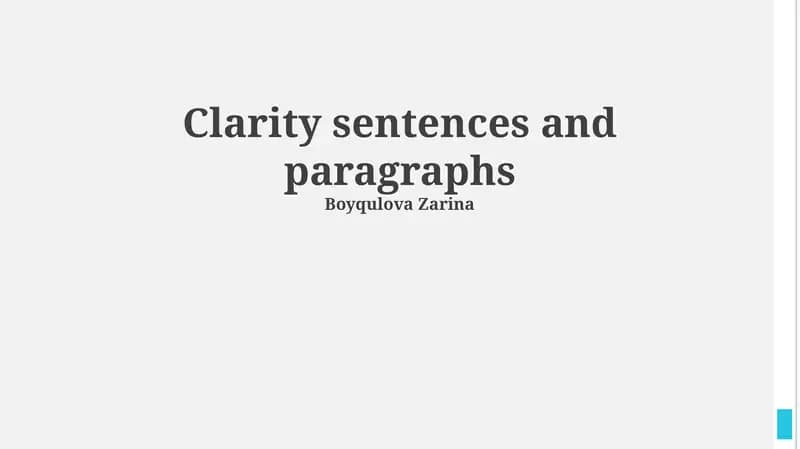 Clarity sentences and paragraphs