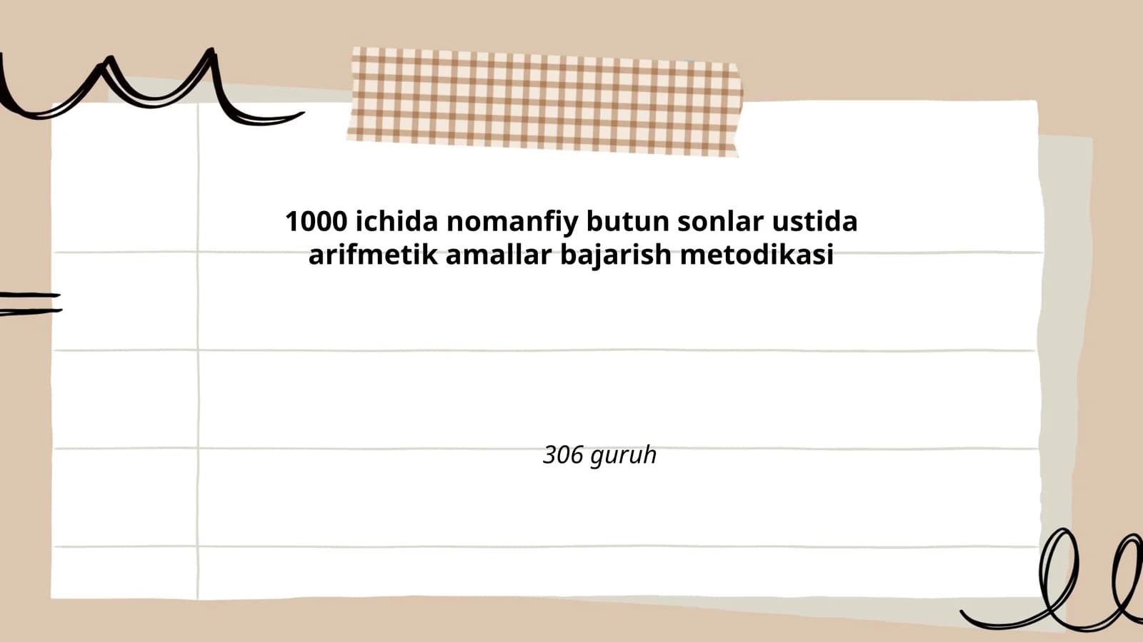 1000 ichida nomanfiy butun sonlar ustida arifmetik amallar bajarish metodikasi