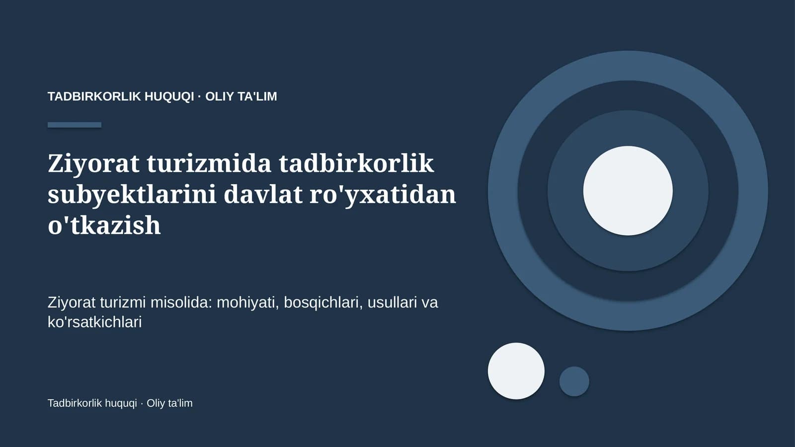 Ziyorat turizmida tadbirkorlik subyektlarini davlat ro'yxatidan o'tkazish