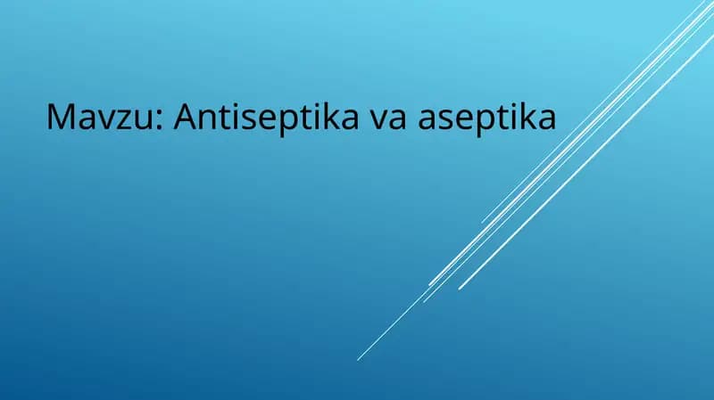 Antiseptika va aseptika