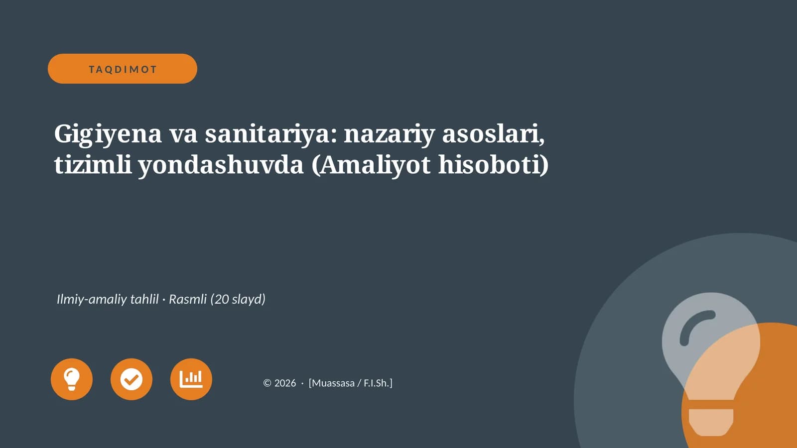 Gigiyena va sanitariya: nazariy asoslari, tizimli yondashuvda (Amaliyot hisoboti)