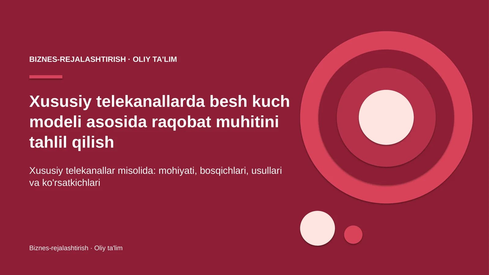 Xususiy telekanallarda besh kuch modeli asosida raqobat muhitini tahlil qilish